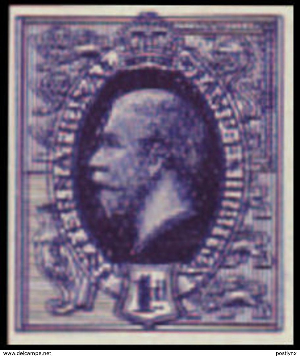 GREAT BRITAIN 1912 George V D.Viol.Blue 1d Int.Stamp Exhibition ESSAY IMPERF.ERROR:2Xprint - Proeven & Herdruk