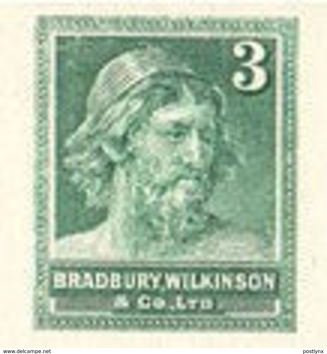 GREAT BRITAIN 1955 Greenish Printers' Trial Essay 3 Bradbury Old Man IMPERF. - Essais & Réimpressions