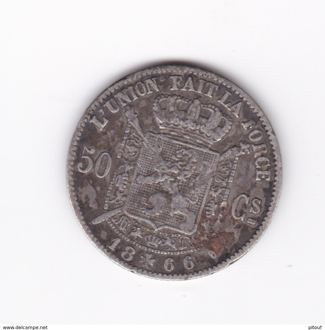50   Centimes 1866   TTB   Roi Des Belges - 50 Cent