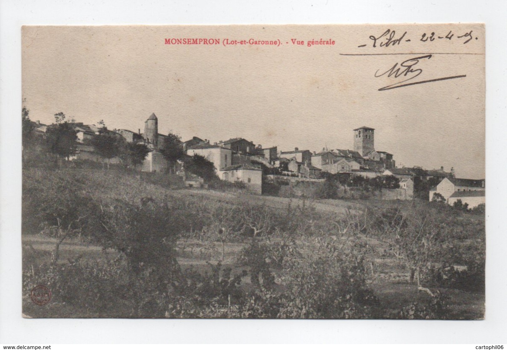 - CPA MONSEMPRON (47) - Vue Générale 1905 - Photo A. B. - - Sonstige & Ohne Zuordnung