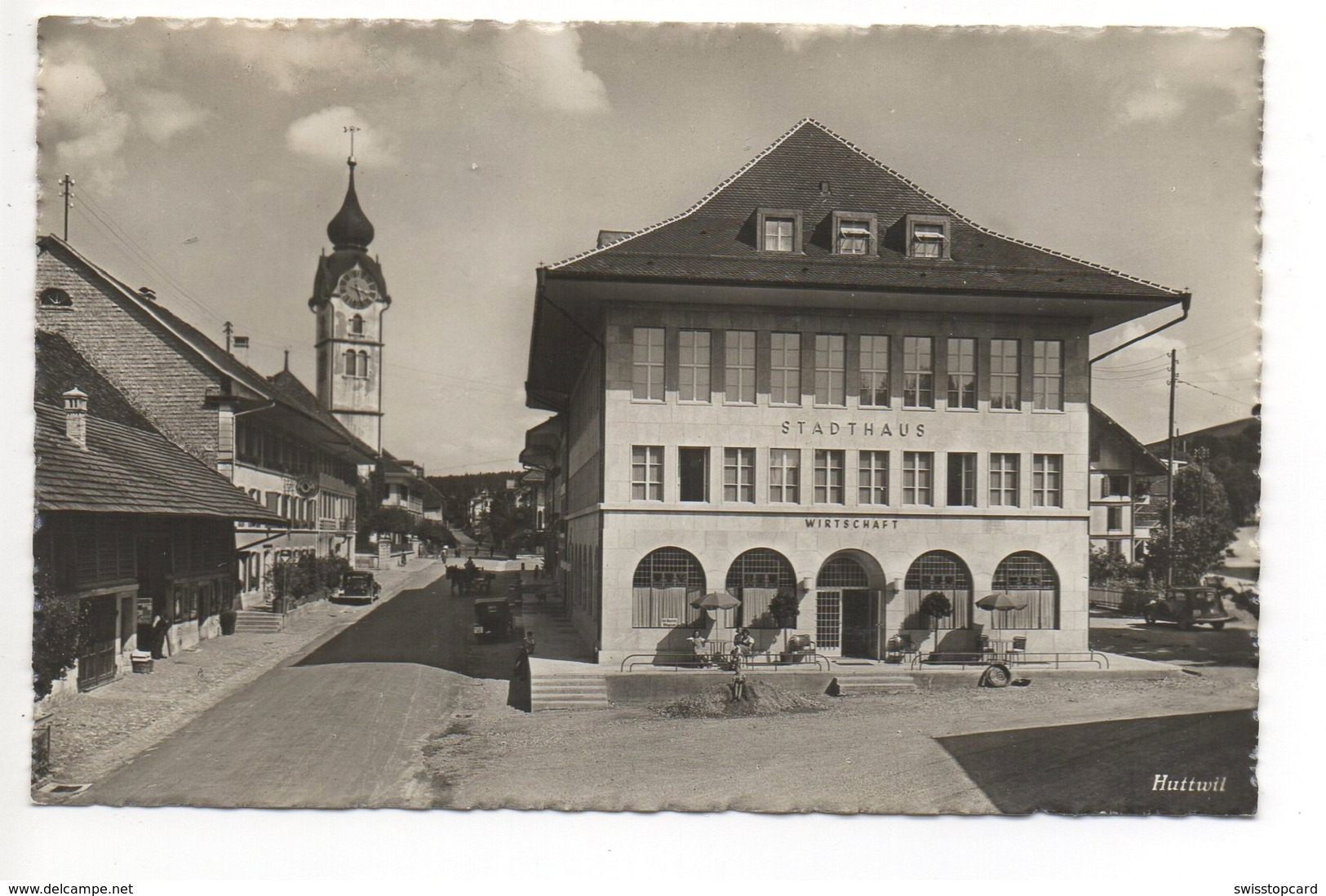 HUTTWIL Wirtschaft Stadthaus Pferde-Fuhrwerk Oldtimer Auto - Huttwil