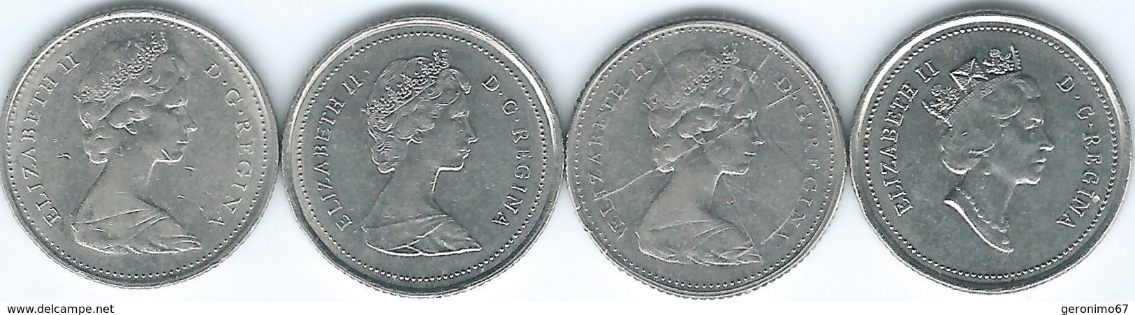 Canada - Elizabeth II - 10 Cents - 1968 (KM72a) 1976 (KM77.1) 1986 (KM77.2) 1993 (KM183) - Canada