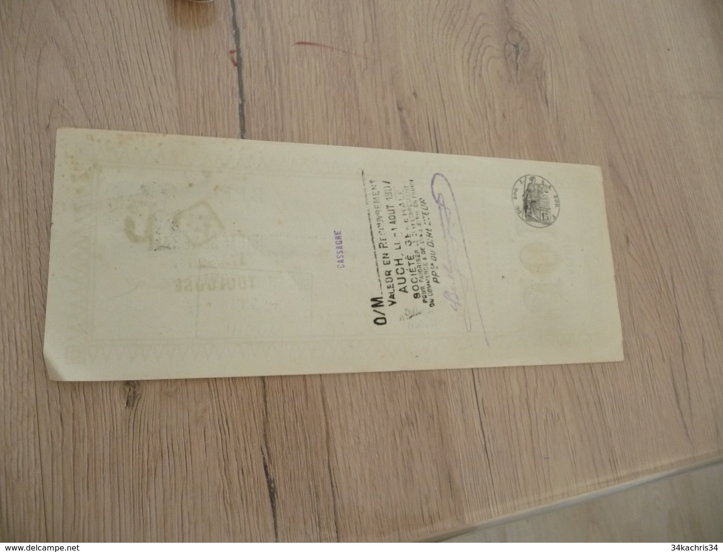 Chèque Reçu Toulouse 1907 Papiers JOB De Jean Bardou - Sonstige & Ohne Zuordnung