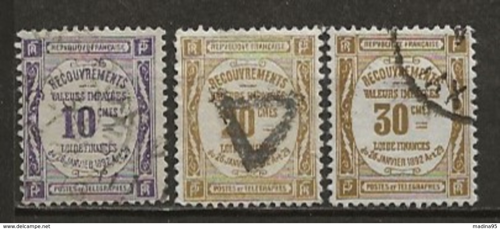 FRANCE:, Obl., TAXE N° YT 44, 45 Et 46, TB - 1859-1959 Afgestempeld