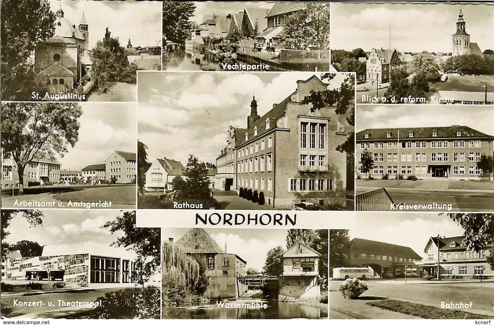 CP De NORDHORN " Bahnhof , Kreisverwaltung , St.augustinus , Vechtepartie , Wassermühle ,..." - Nordhorn