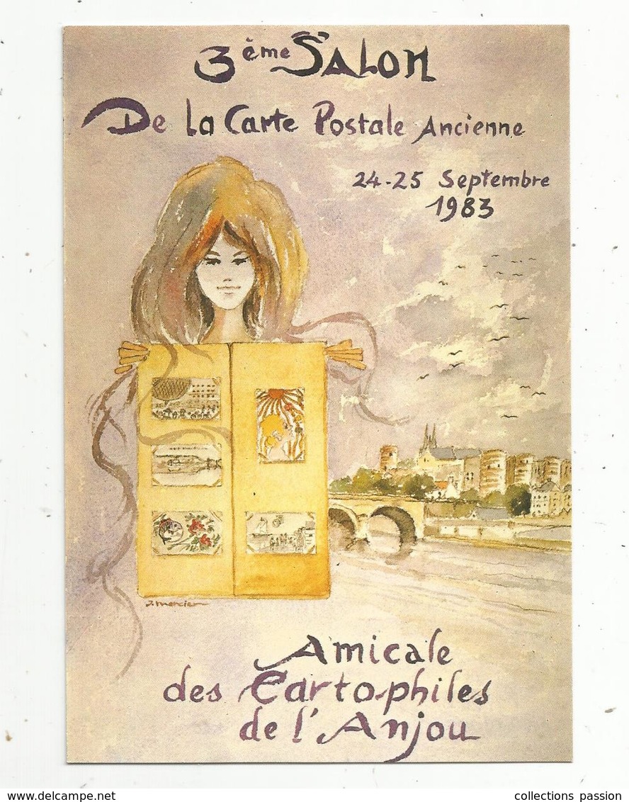 Cp, Bourses & Salons De Collections, 3 E Salon De La Carte Postale,  1983 ,  AMICALE DES CARTOPHILES D'ANJOU - Bourses & Salons De Collections