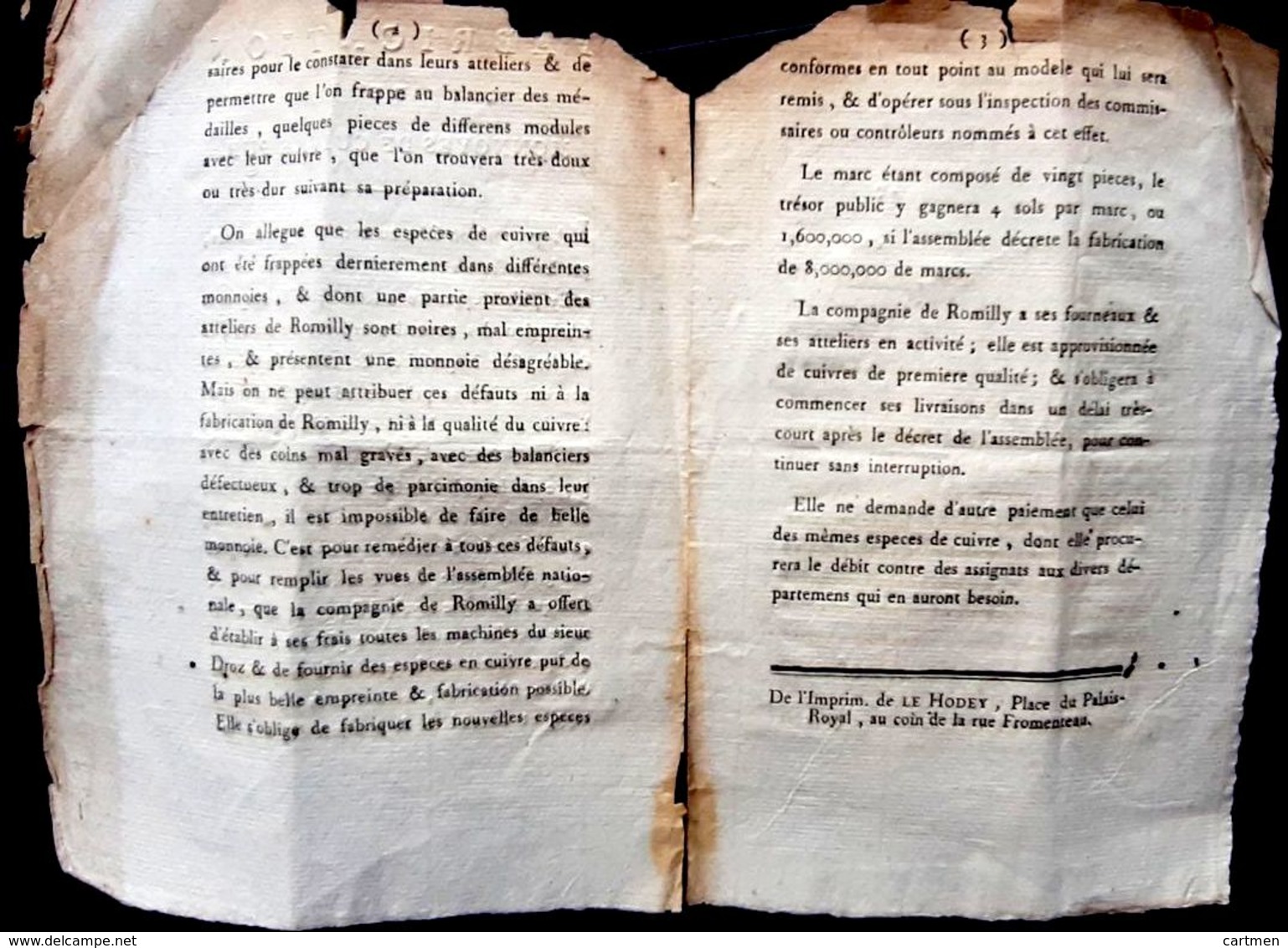 10 ROMILLY NUMISMATIQUE CONSTAT MONNAIES DE CUIVRE DE MAUVAISE QUALITE A RECTIFIER VERS 1780 ACTE EFFRANGE - Non Classés