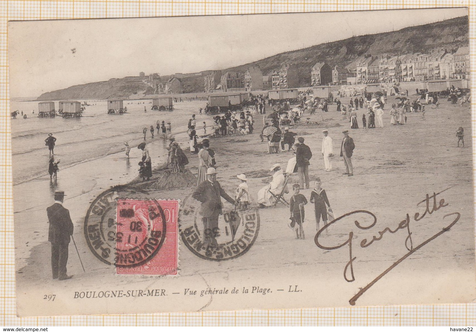 20A562 BOULOGNE SUR MER Vue Générale De La Plage 2 SCANS - Boulogne Sur Mer