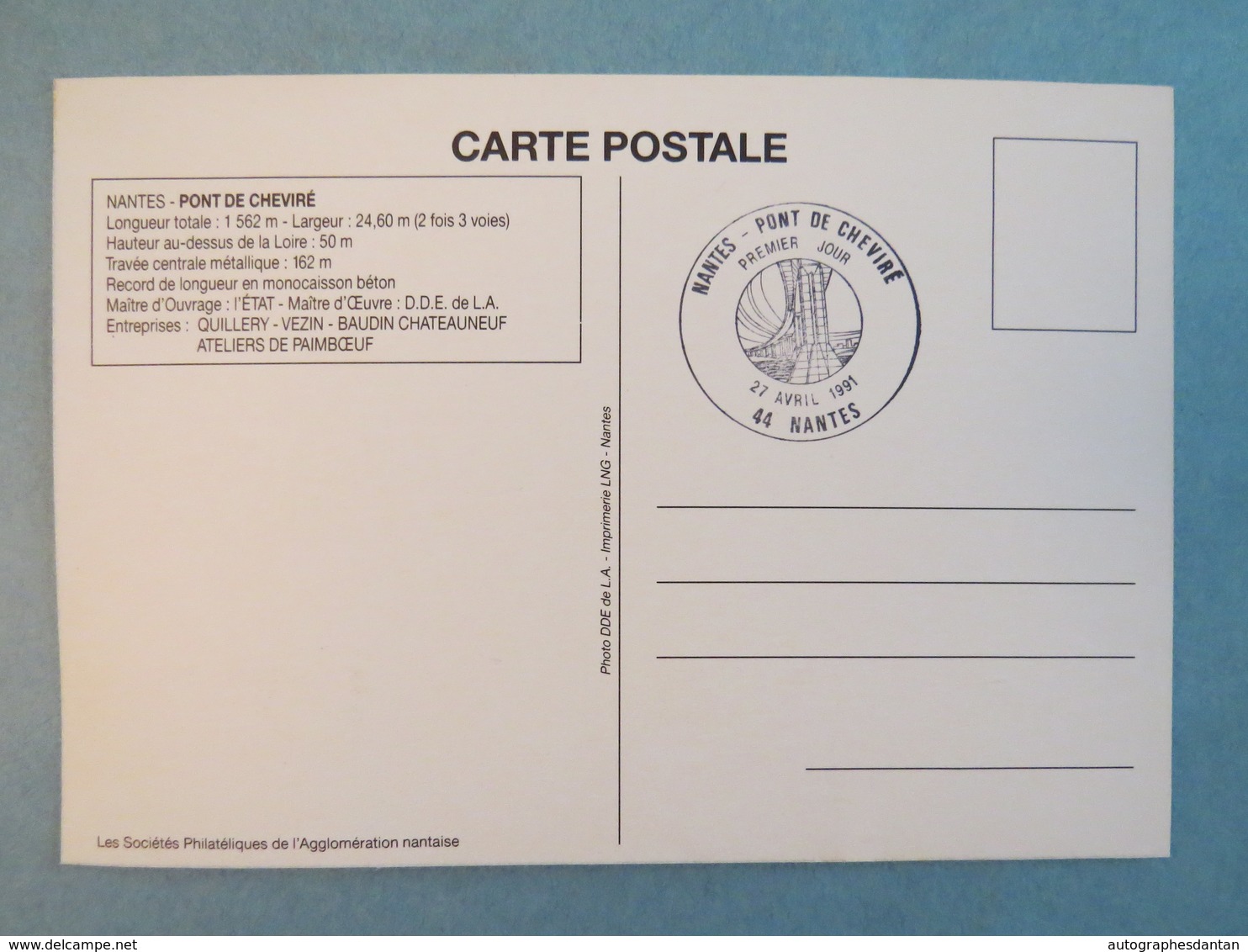 Nantes - Pont De Cheviré - Premier Jour 1er Fdc 1991 - Carte Postale Philatélique - Carte Maximum - Loire Atlantique 44 - 1990-1999