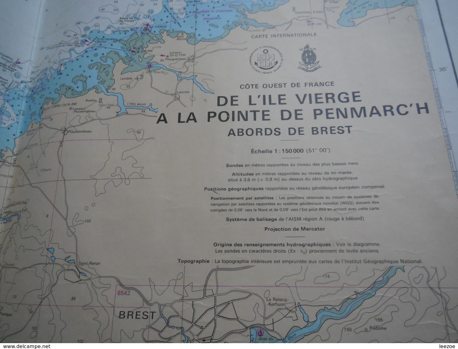 Carte Internanionale Maritime De La Côte Ouest France, De L'île Vierge à Penmarc'h Et De Boulogne à Zeebrugge - Tecnología & Instrumentos