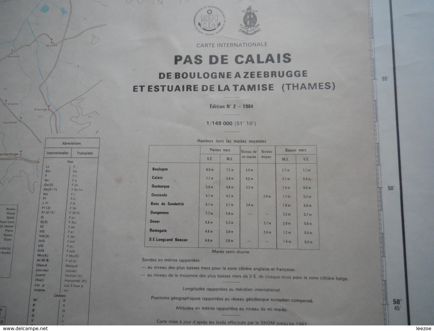 carte internanionale maritime de la côte ouest france, de l'île vierge à penmarc'h et de boulogne à zeebrugge