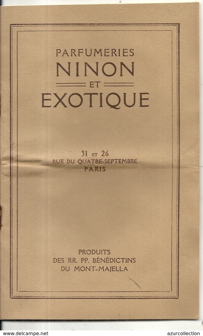 TARIFS 1930 . PÄRFUMERIE NINON ET PARFUMERIE EXOTIQUE .20 Pages - Catalogus