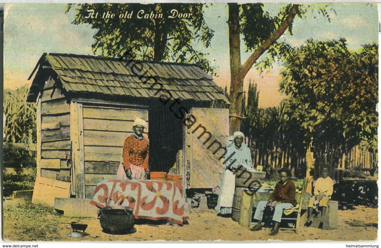 African-Americans - At The Old Cabin Door - Black Americana