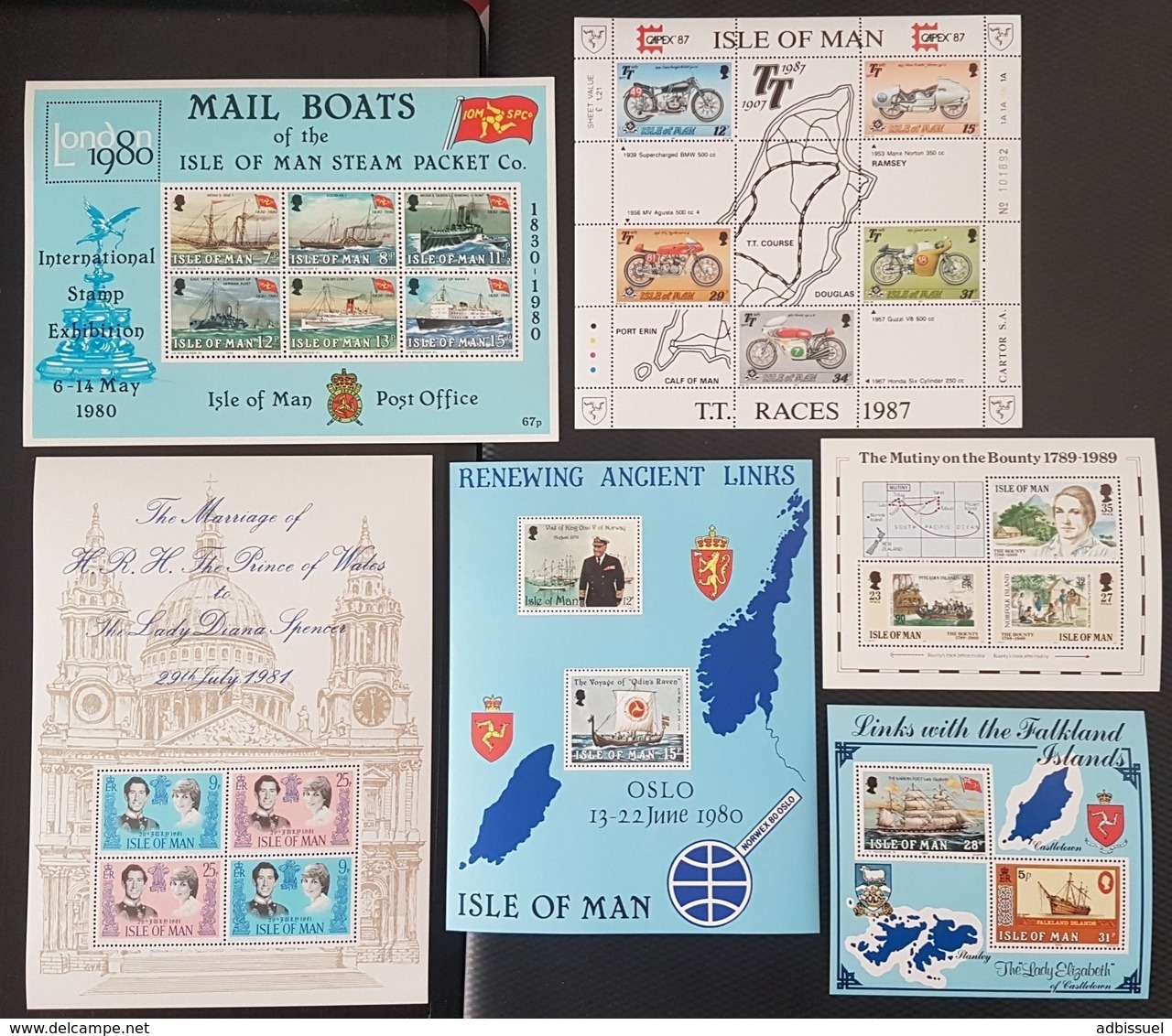 ILE DE MAN / ISLE OF MAN 1980-1989 Cote/Value 32.5 € Blocs Feuillets N° 3 + 4 + 5 + 7 + 9 + 11 ** MNH. TB/VG - Isla De Man