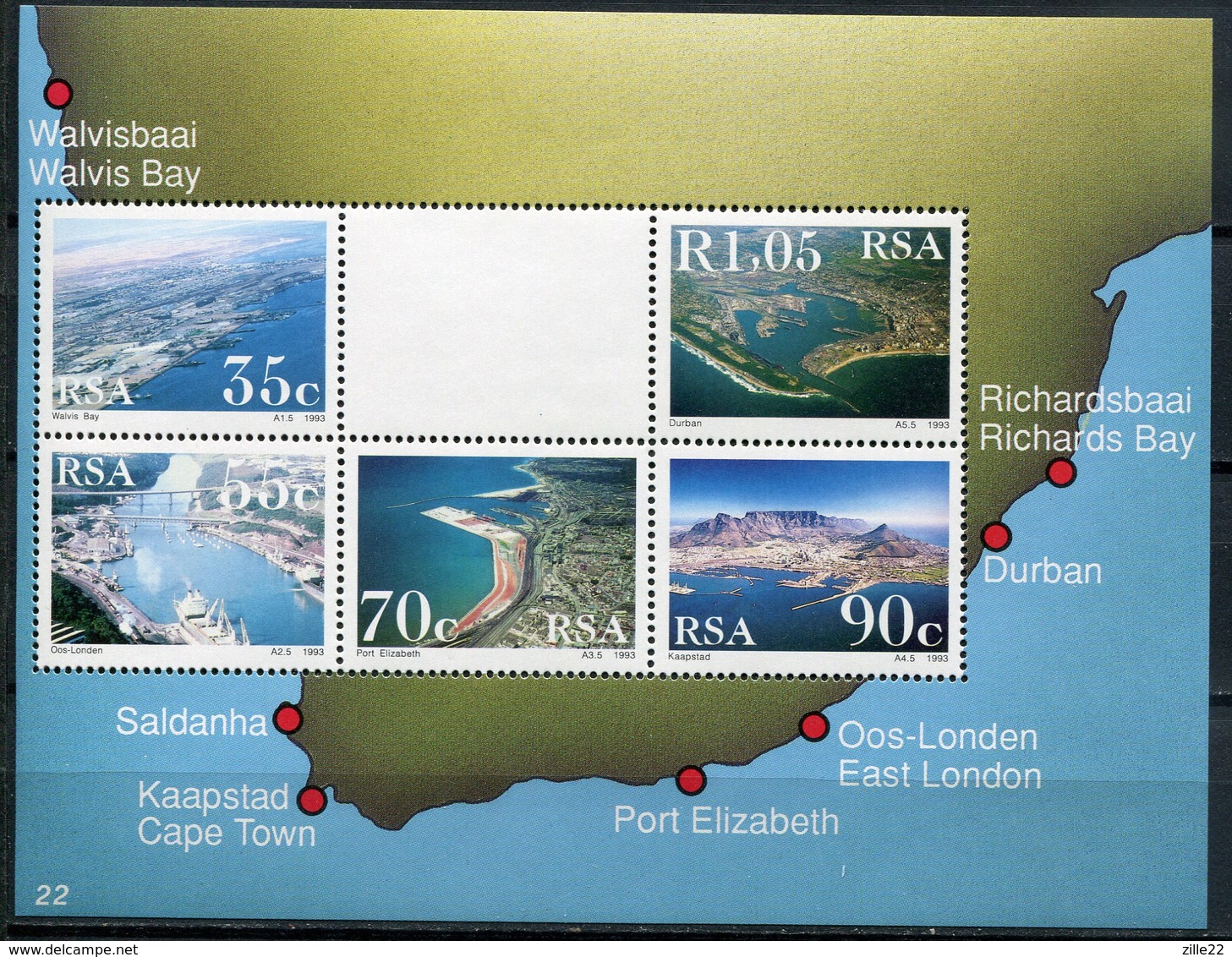 Südafrika Mi# Block 31 Postfrisch/MNH - Harbours Ships - Blocs-feuillets