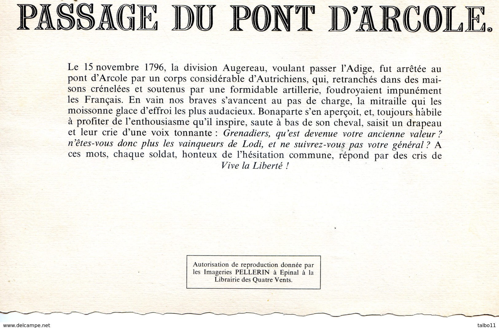 Passage Du Pont D'Arcole - Bonaparte - Imagerie Pellerin Pour La Librairie Des Quatre Vents - Autres & Non Classés