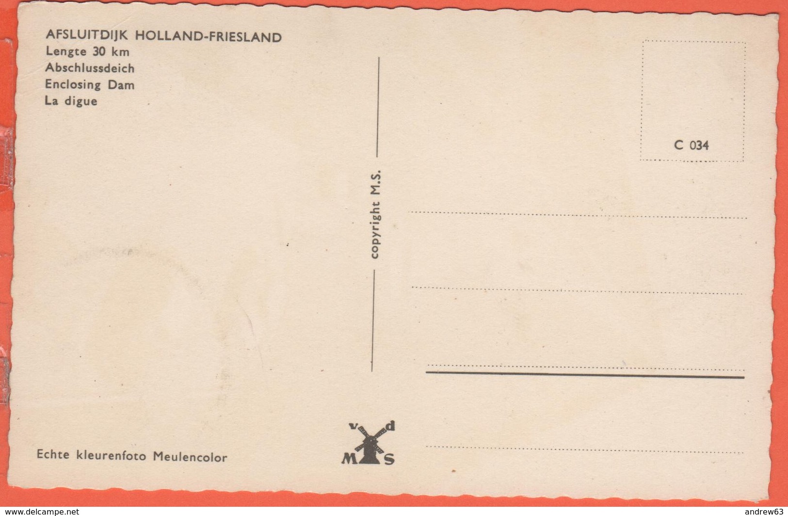 OLANDA - PAESI BASSI - NEDERLAND - PAYS BAS - Friesland - Afsluitdijk Holland-Friesland - Lengte 30 Km - Not Used - Den Oever (& Afsluitdijk)