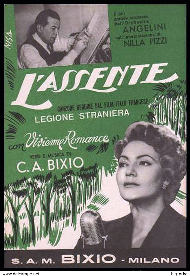 Spartito - L'assente - Canzone Beguine Dal Film Italo Francese "Legione Straniera" Con Vivienne Romance 1953 - Compositori Di Musica Di Cinema