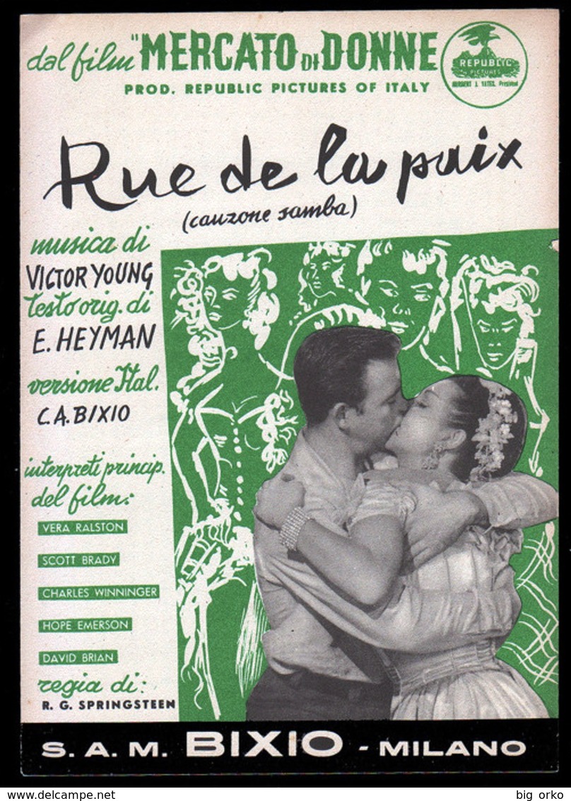 Spartito - Rue De La Paix  (samba - Colonna Sonora Dal Film "Mercato Delle Donne") (V.Young, Testo Or. E.Heyman) 1954 - Compositori Di Musica Di Cinema