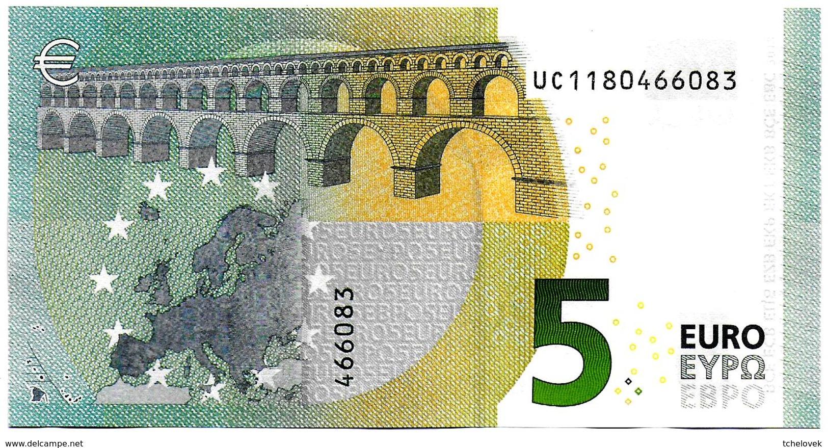 (Billets). 5 Euros 2013 Serie UC, U008B3 Signature 3 Mario Draghi N° UC 1180466083 UNC - 5 Euro