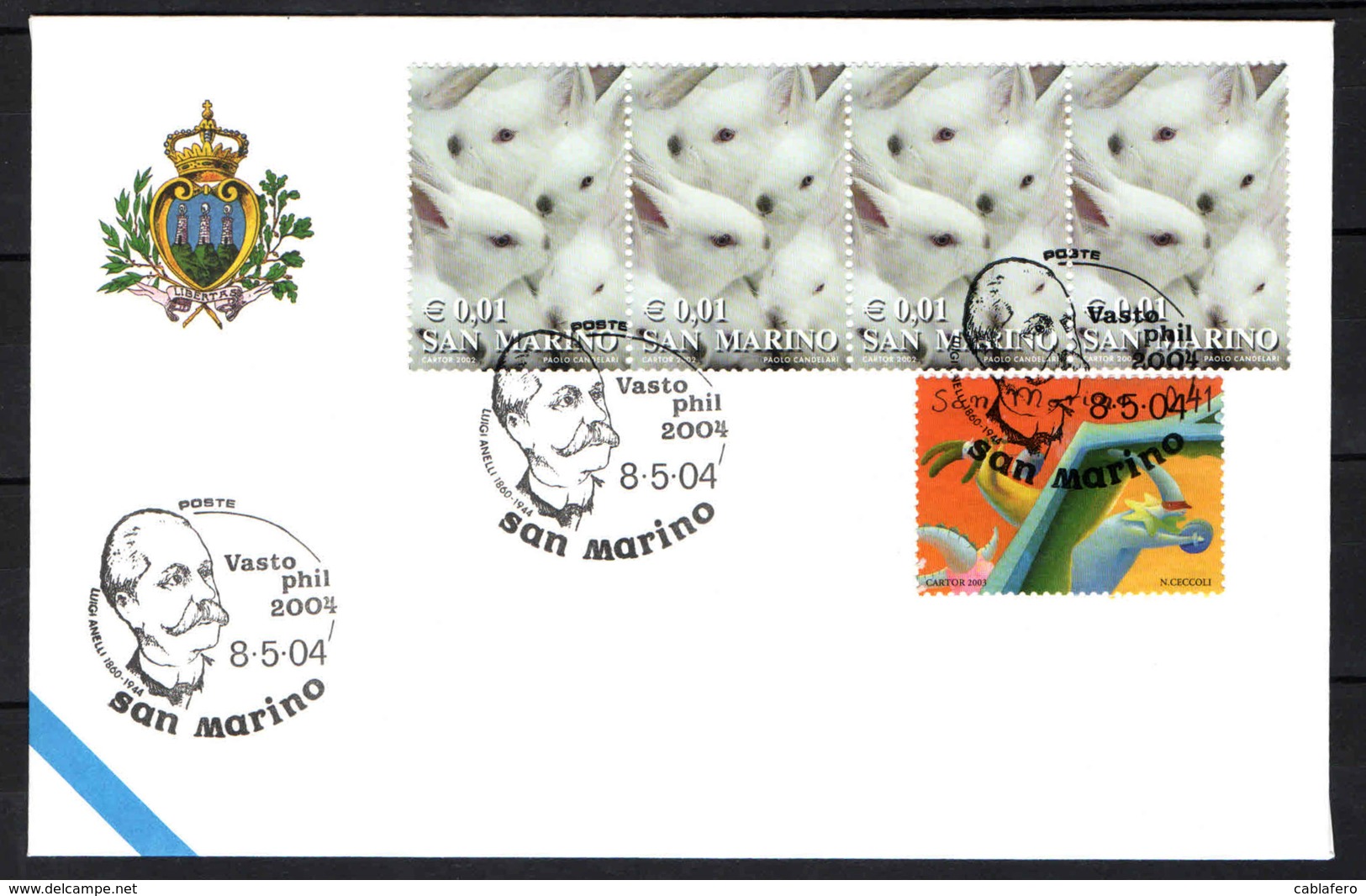 SAN MARINO - 8-5-2004 - VASTOPHIL 2004 - ANNULLO SPECIALE - OBLITERATION SPECIALE - SONDERSTEMPEL - Cartas & Documentos