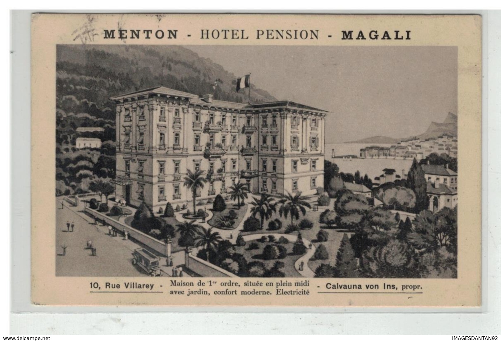 06 MENTON HOTEL PENSION MAGALI RUE VILLAREY CALVAUNA VON INS PROP. - Menton