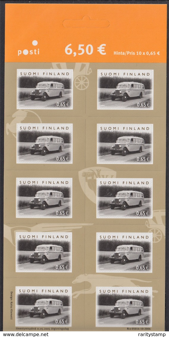 FINLANDIA 2005  100° BUS FINLANDESE MINIFOGLIO 10 VALORI  UNIFICATO N.1713 S.A.     MNH - Unused Stamps