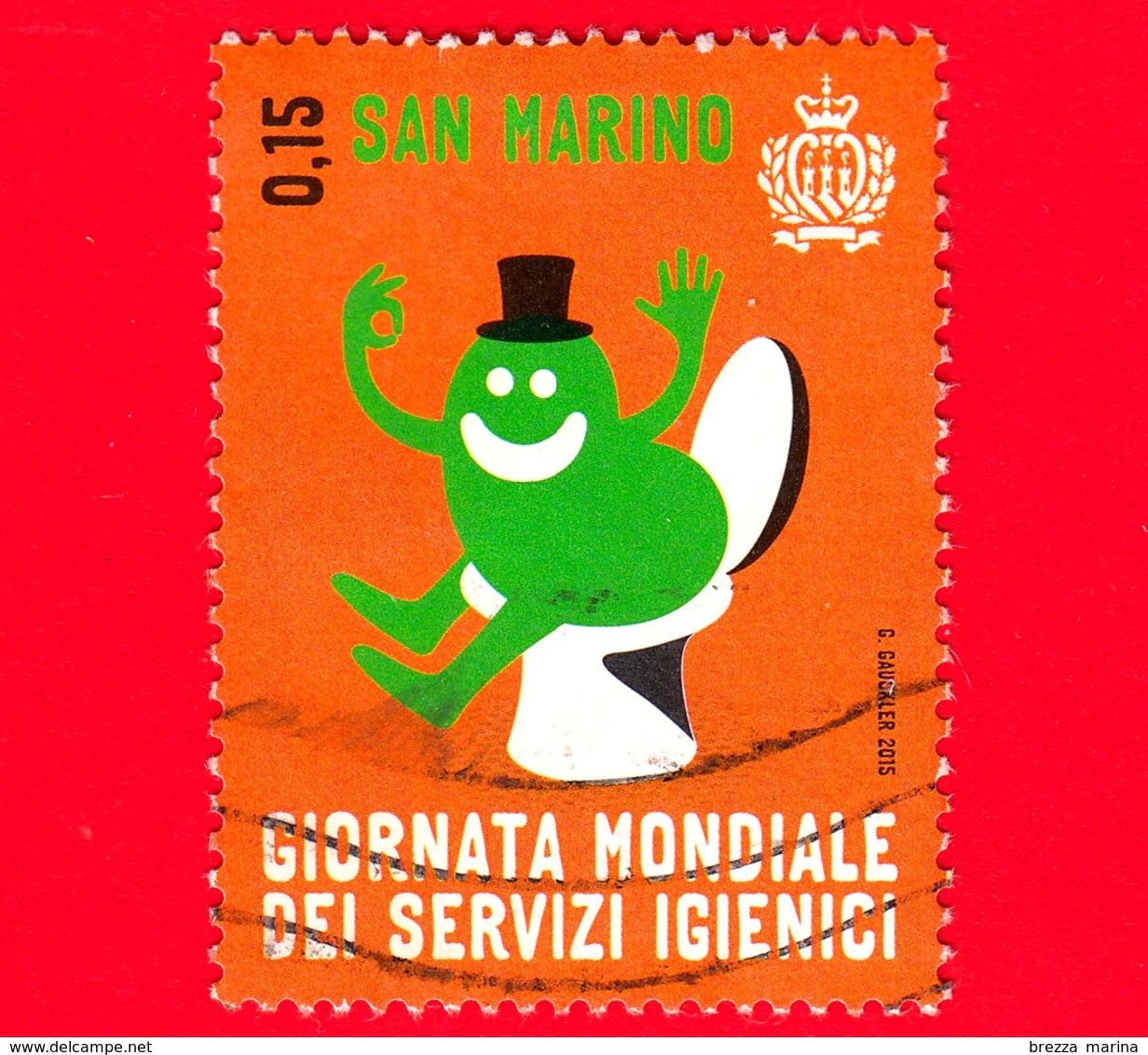 SAN MARINO - Usato - 2015 - Giornata Mondiale Dei Servizi Igienici - Sagome - World Day Of Toilets - 0.15 - Used Stamps