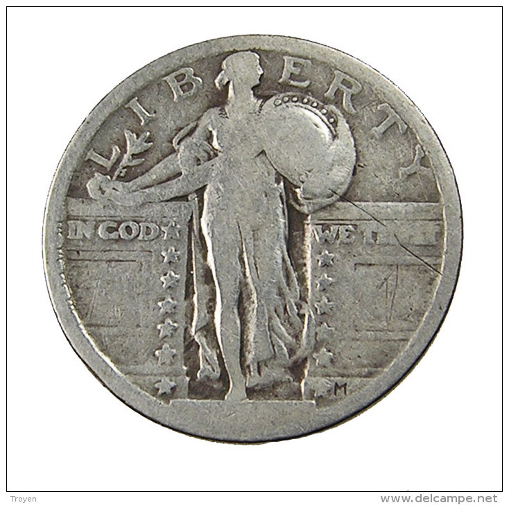 Quart De Dollar - Liberty - USA - 1916-30  - TB+ - Sans Date  - Argent - 1916-1930: Standing Liberty (Liberté Debout)