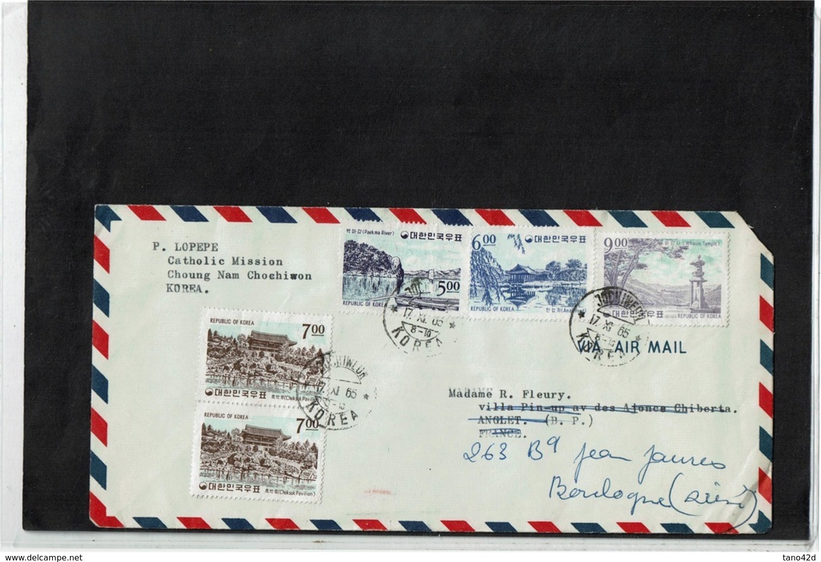 CTN61/C - COREE DU SUD LETTRE AVION 17/11/1965 - Korea (Zuid)