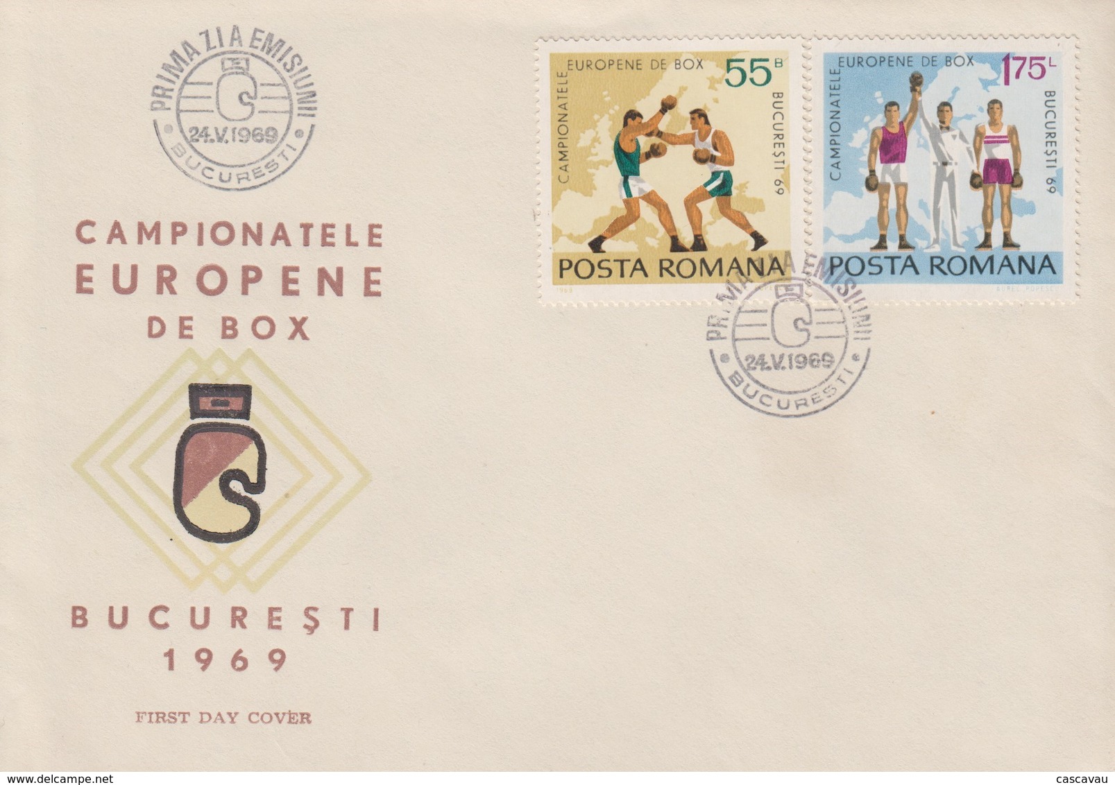 Enveloppe   FDC  1er  Jour   ROUMANIE    Championnat  D' Europe  De   Boxe   1969 - Boxing