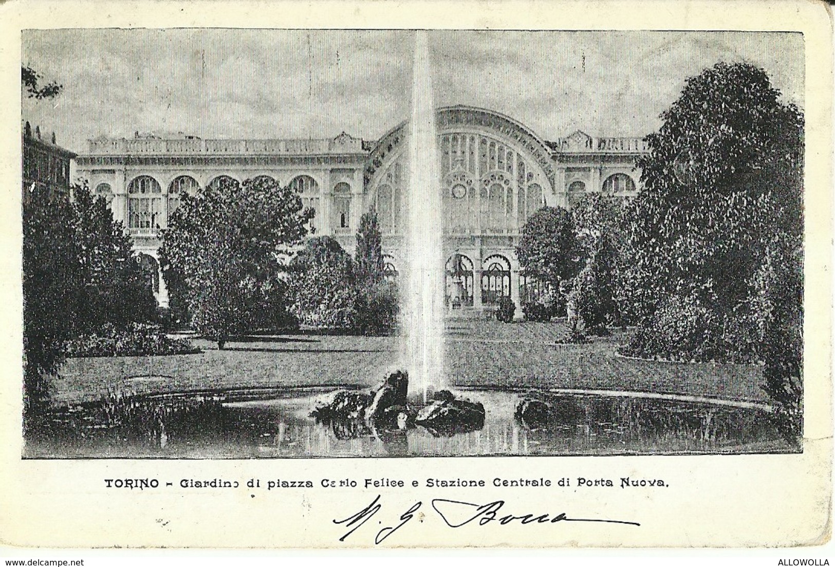 7352 "TORINO-GIARDINO DI PIAZZA CARLO FELICE E STAZIONE CENTRALE DI PORTA NUOVA  " -CARTOLINA POST. ORIG.SPED. 1904 - Stazione Porta Nuova