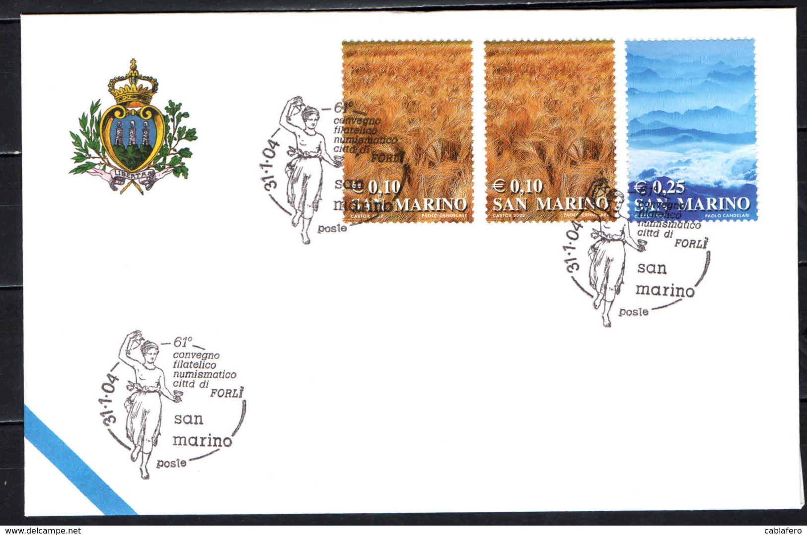 SAN MARINO - 31-1-2004 - FORLI' - CONVEGNO FILATELICO-NUMISMAT- ANNULLO SPECIALE - OBLITERATION SPECIALE - SONDERSTEMPEL - Storia Postale