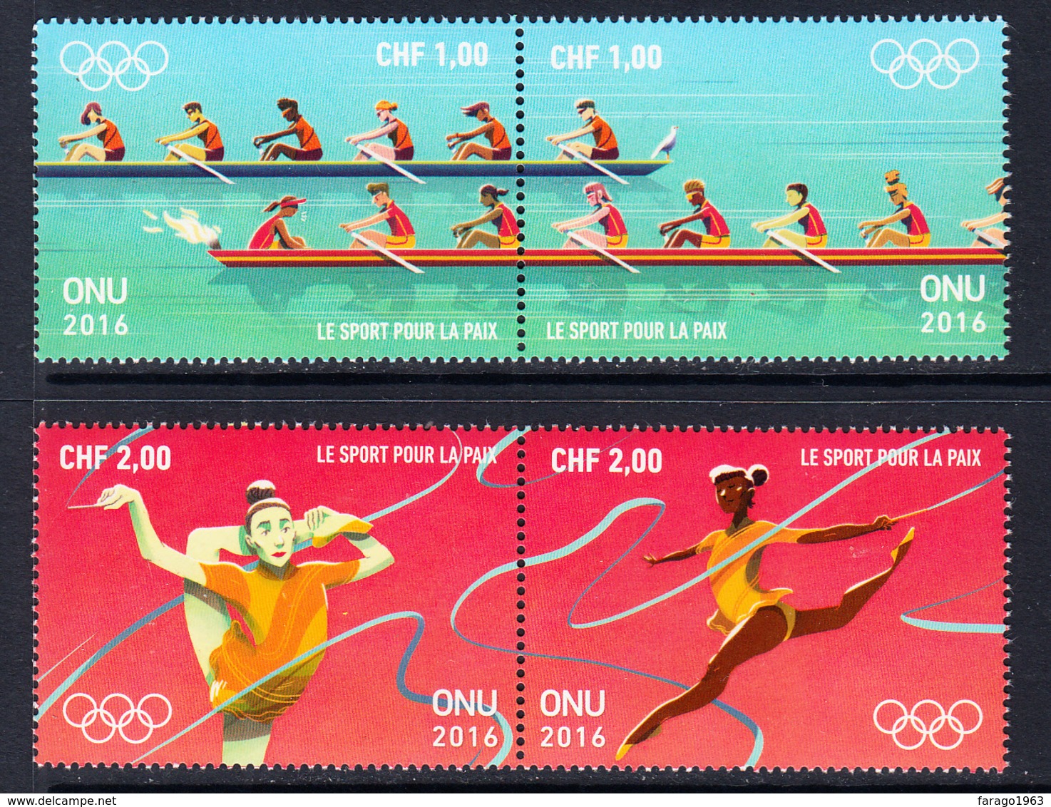 2016 United Nations ONU Rio Olympics  Complete Set Of 2 Pairs MNH @ BELOW FACE VALUE - Ongebruikt