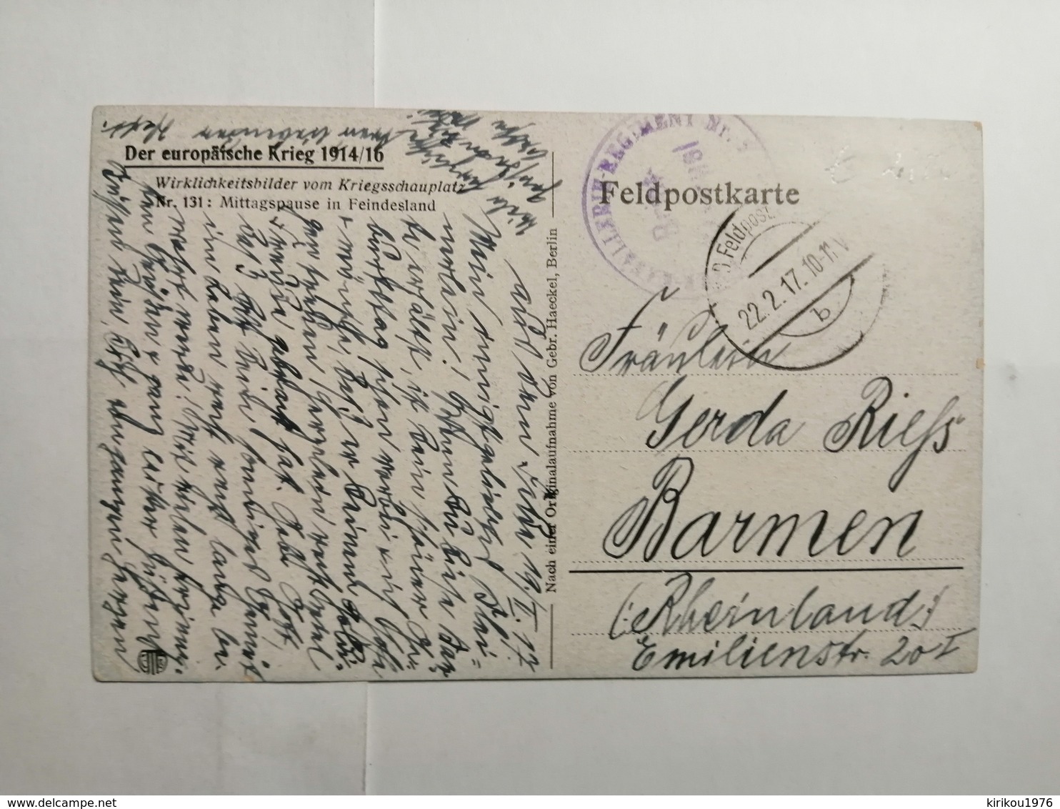 Deutsches Reich  Feldpostkarte Der EUROPÄISCHE Krieg 131 1914/16 - Cartas & Documentos