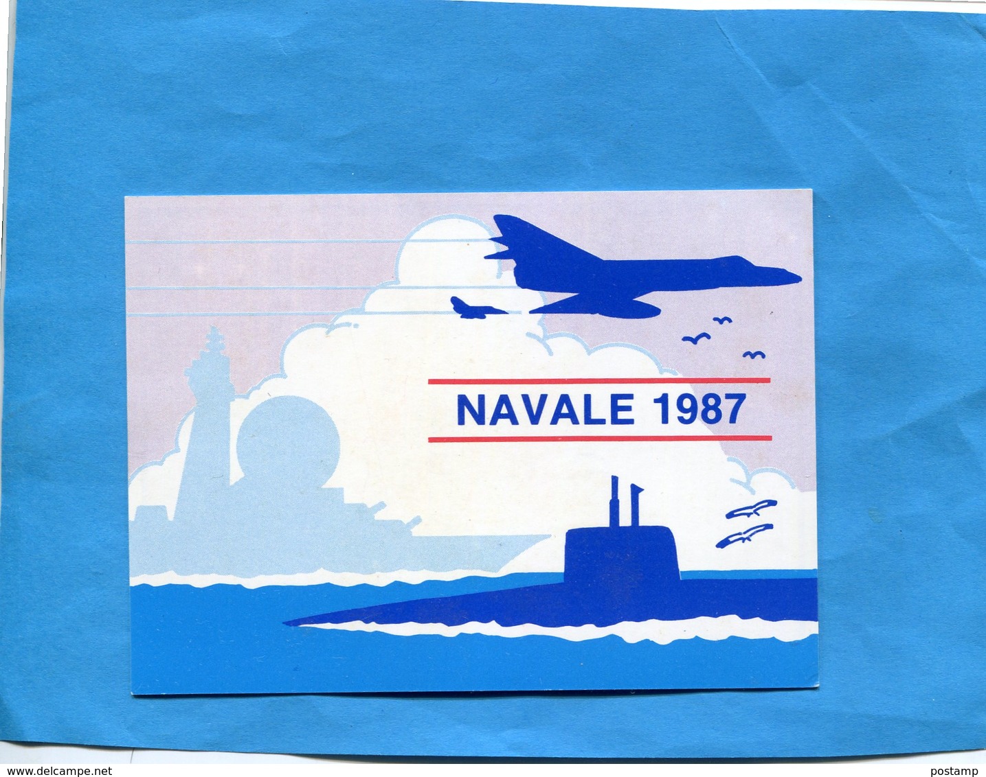 MARINE NATIONALE-NAVALE 1987 -cart Illustrée Avions "étandard Et Sous Marin"dos Mai Mois Des Concours - Altri & Non Classificati