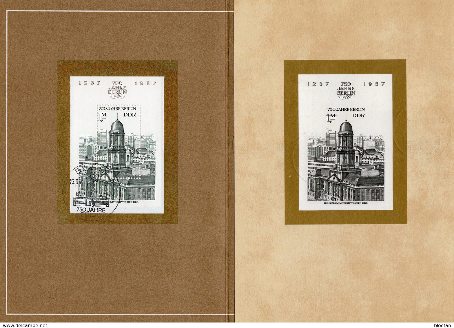 750 Jahre Berlin 1987 DDR ETB 2/86 Bl.84+SD SST 25€ Schloß Wappen Document Blocs Architectur Black Sheet Bf Germany - 1. Tag - FDC (Ersttagblätter)