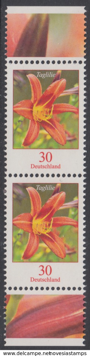 !a! GERMANY 2020 Mi. 3509 MNH Vert.PAIR W/ Bottom &  Top Margins (b) - Flowers: Daylily - Unused Stamps