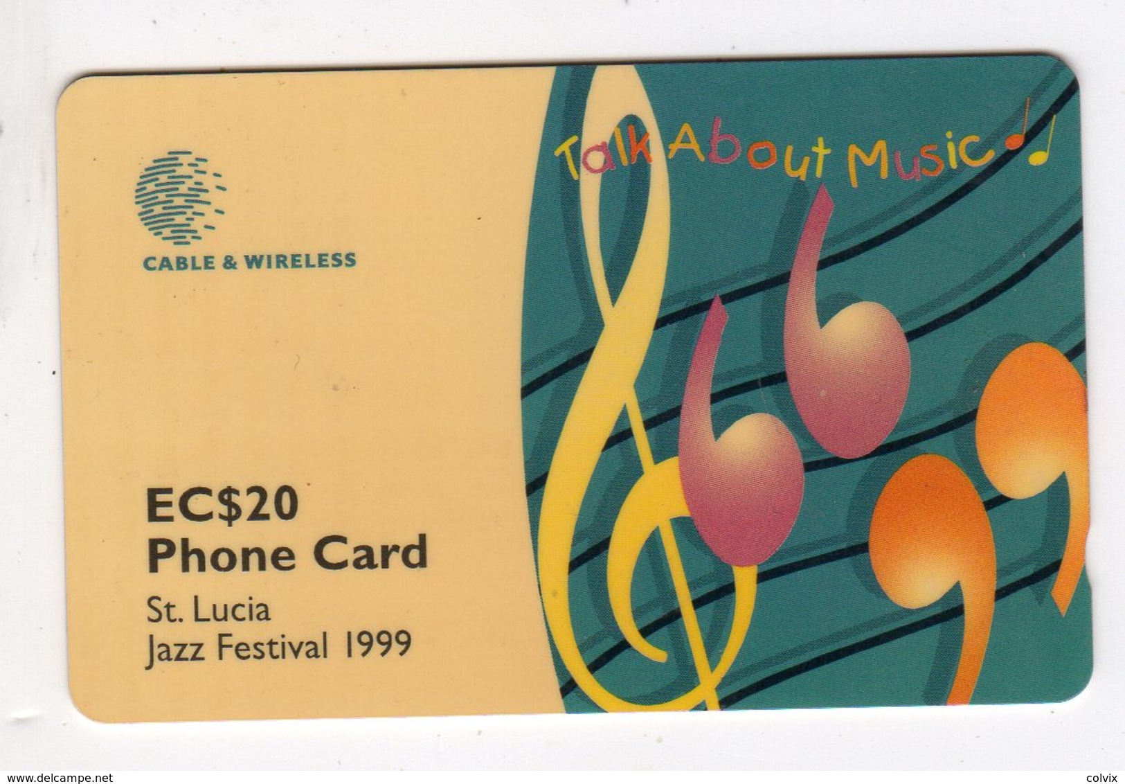 SAINTE LUCIE REF MV CARDS STL-288B Année 1999 EC$20 288CSLB Jazz Festival 1999 - Santa Lucía