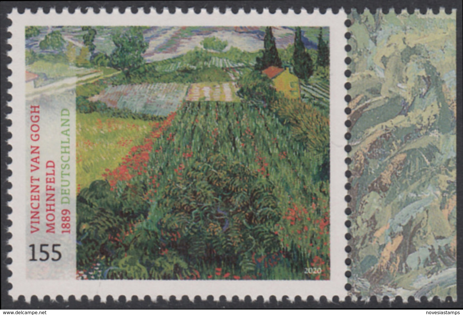 !a! GERMANY 2020 Mi. 3512 MNH SINGLE W/ Right Margin (c) - Vincent Van Gogh: Poppy Field - Nuovi