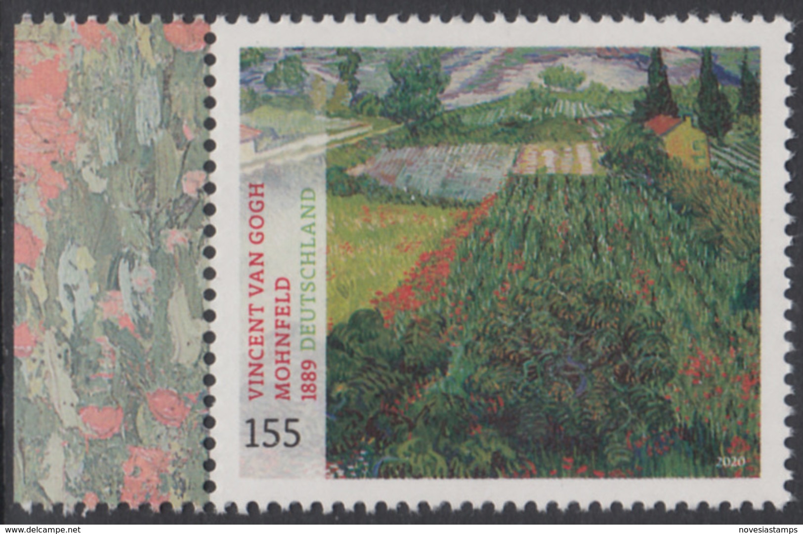 !a! GERMANY 2020 Mi. 3512 MNH SINGLE W/ Left Margin (b) - Vincent Van Gogh: Poppy Field - Unused Stamps