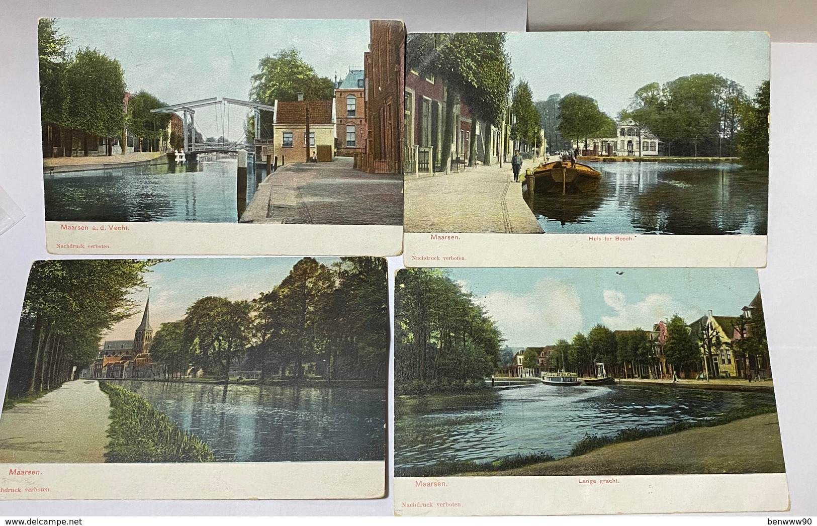 Netherlands Postcard, Lot Of 4 Maarsen, De Vecht, Segelboot, Lange Gracht, Huis Ter Bosch, Used 1906 - Maarssen