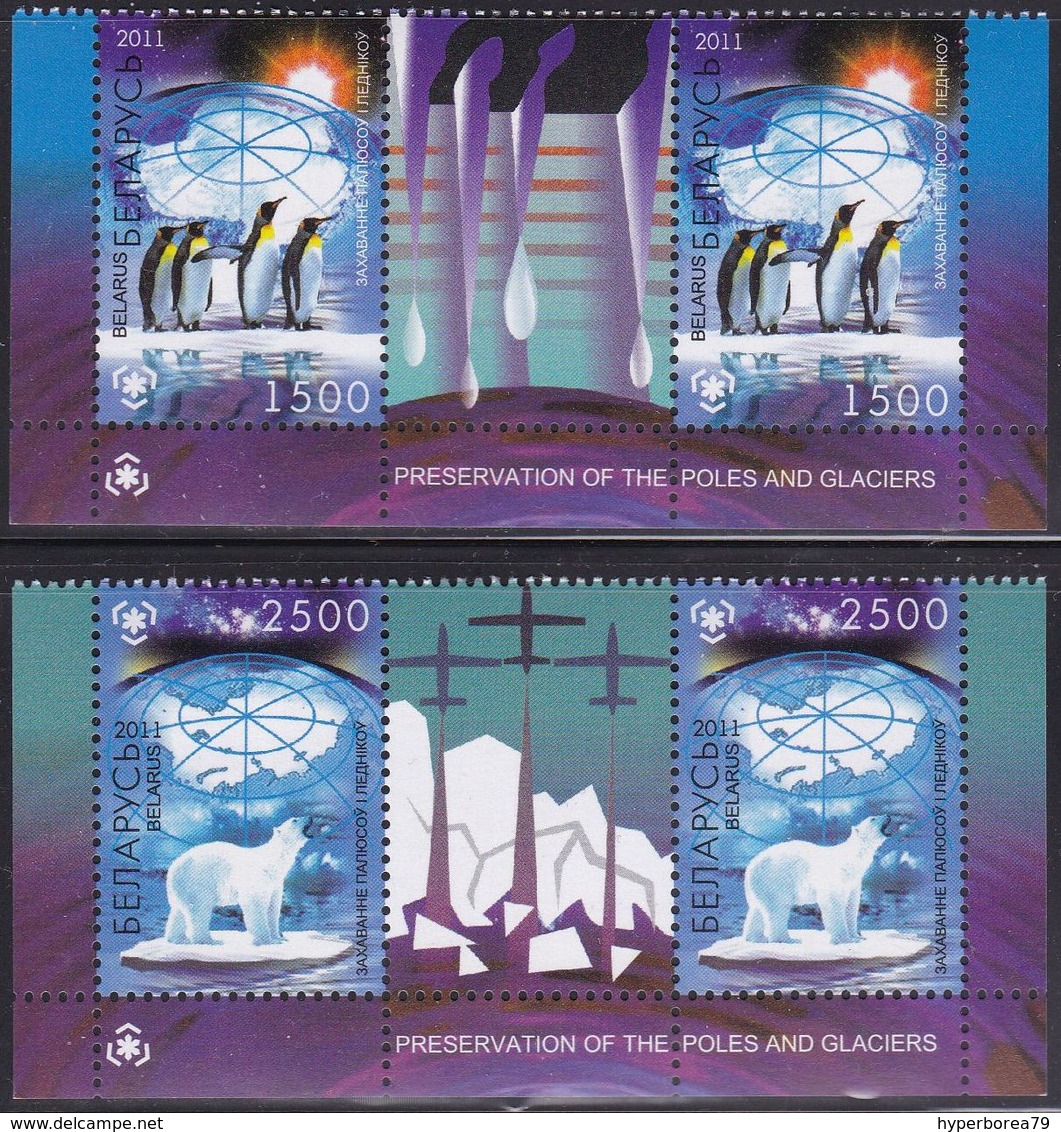 Belarus 871/72 - Protection Of Polar Areas & Glaciers 2011 GUTTER PAIR - MNH - Préservation Des Régions Polaires & Glaciers