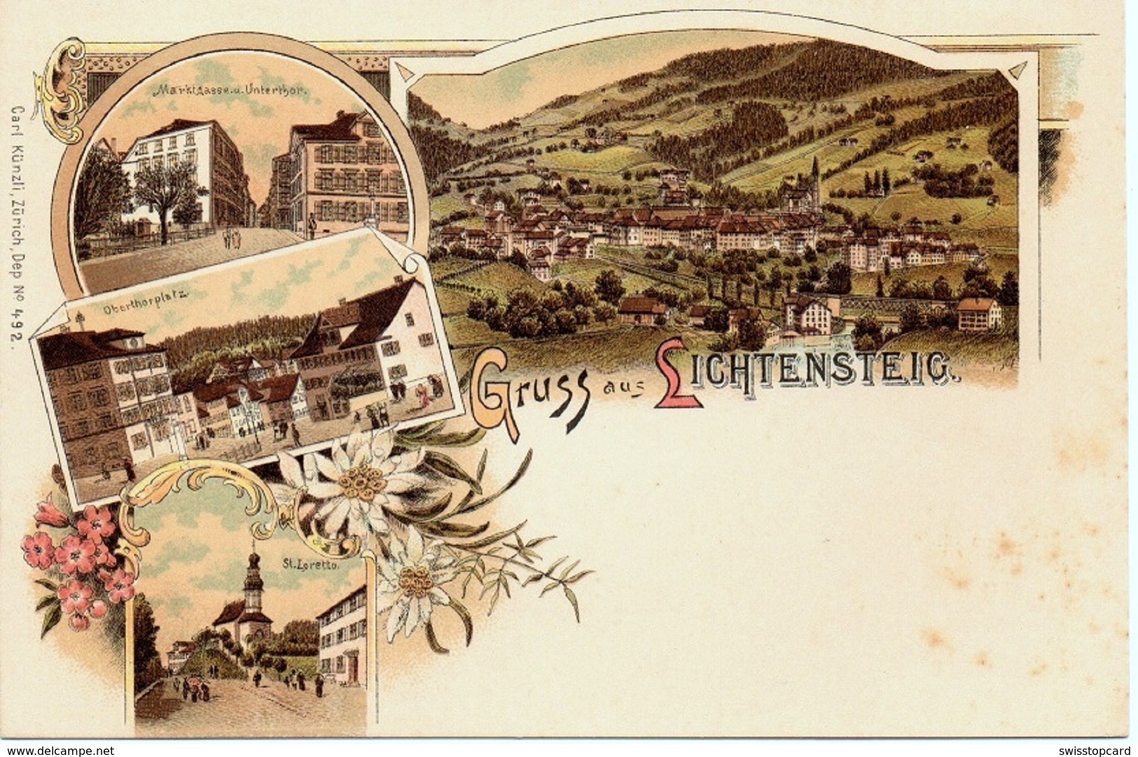 LITHO Jugendstil Gruss Aus LICHTENSTEIG - Lichtensteig