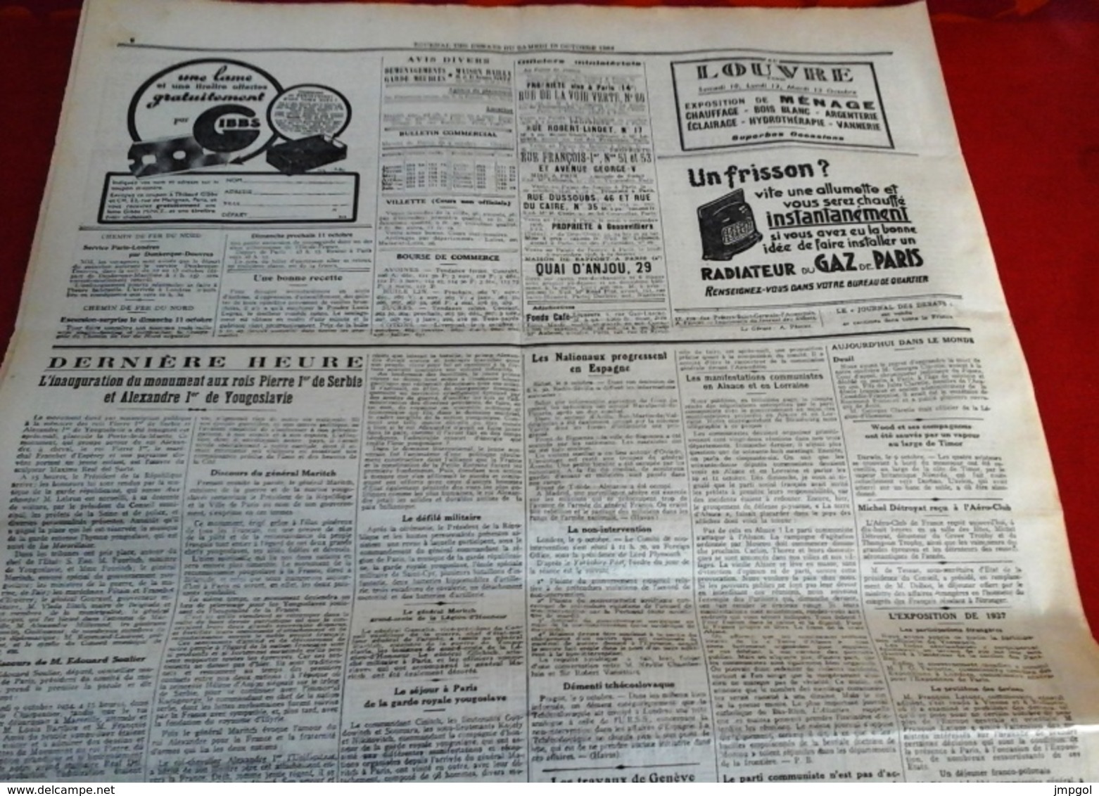 Journal Des Débats 10 Octobre 1936 Guerre Espagne Nationaux Occupent Navalperal Siguenza,Oviedo,Comte Ciano - General Issues