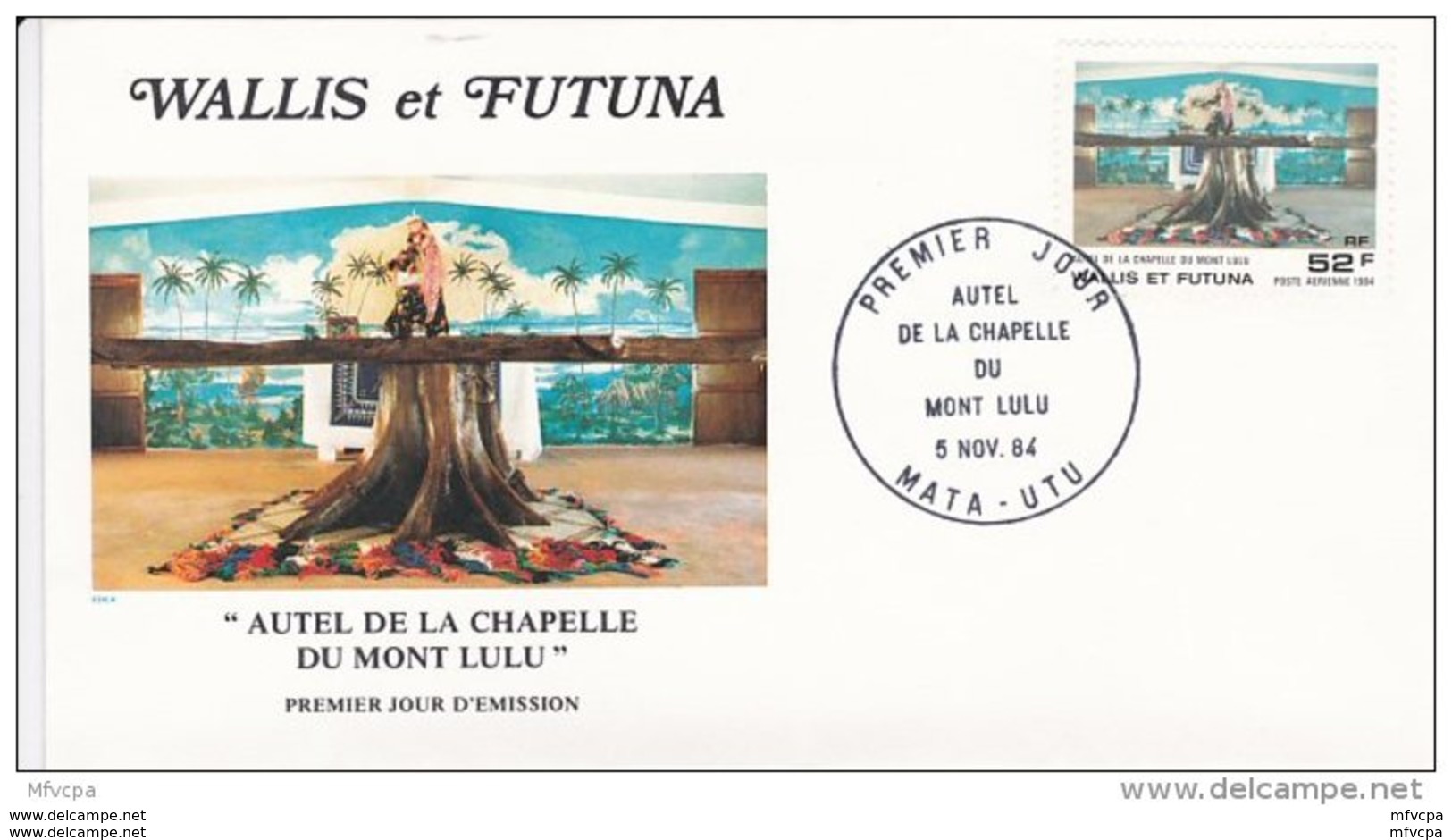 L4N173 WALLIS ET FUTUNA 1984 FDC Autel De La Chapelle Du Mont Lulu 52f Mata-Utu 05 11 1984 / Envel.  Illus. - FDC