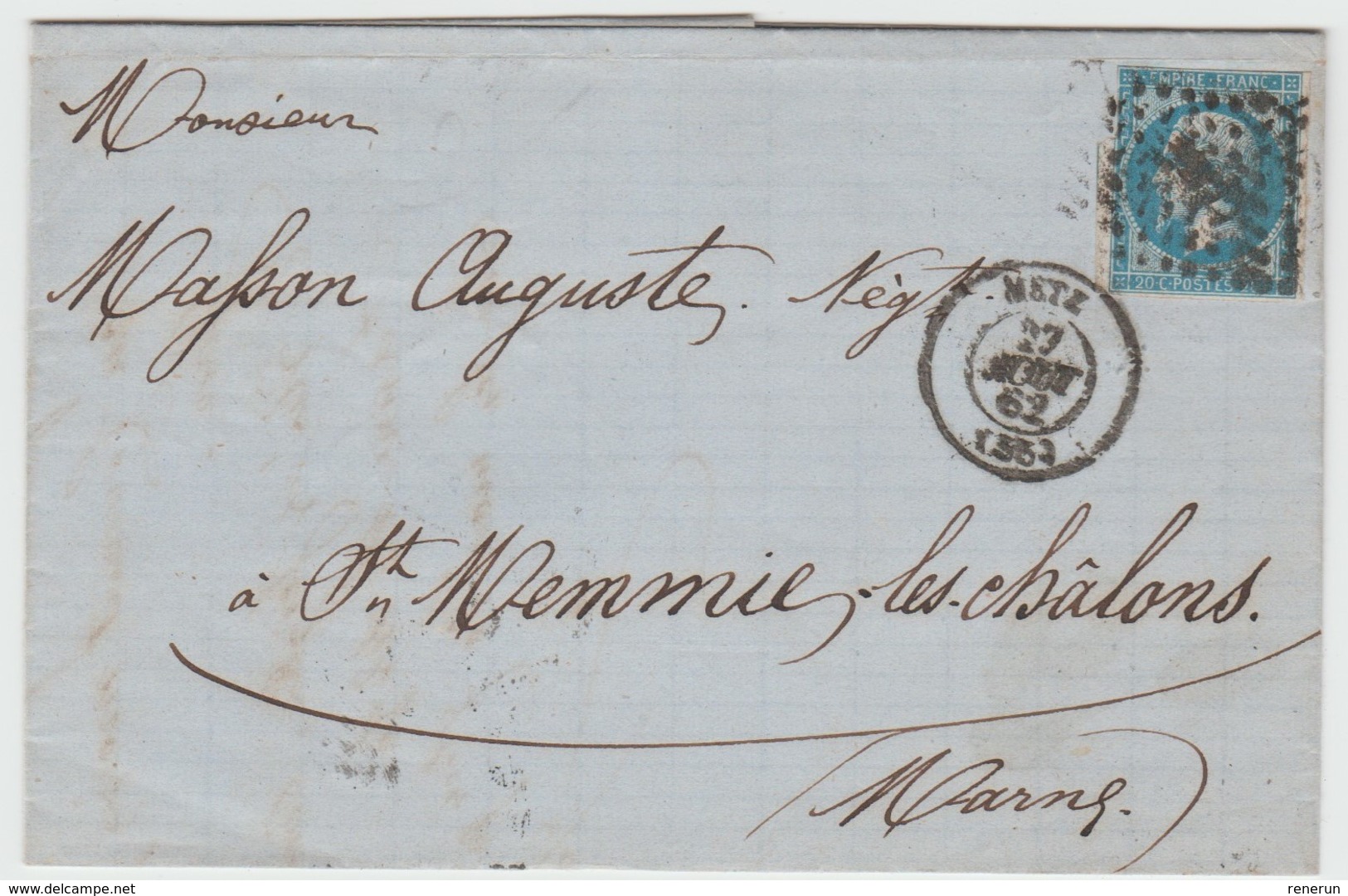 Napoléon III, De METZ Le 25-aout 62 Pour Saint MEMMIE Les Chalons - 1849-1876: Classic Period