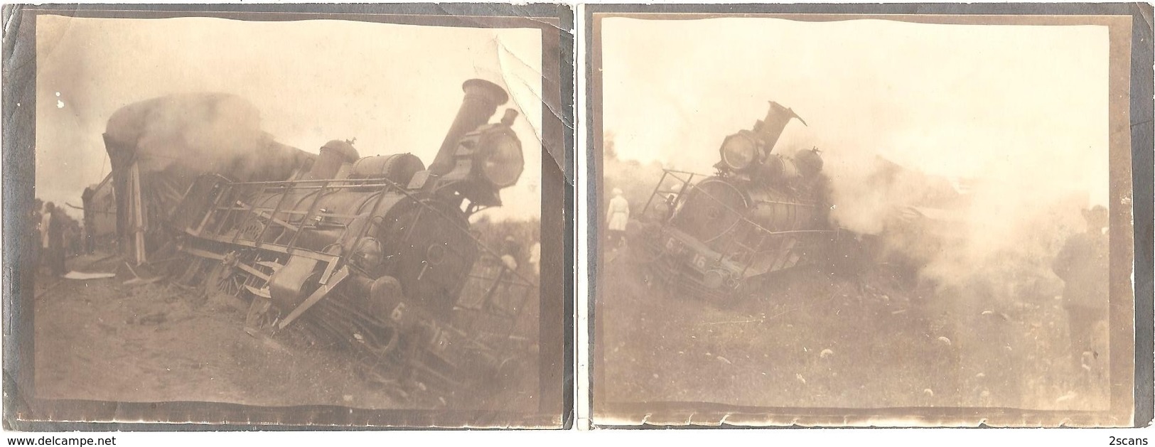 RUSSIE - Lot De 2 Photographies Anciennes (9 X 12 Cm) - ACCIDENT DE TRAIN - Locomotive 6. 16 (vers 1900) - Photo - Russland