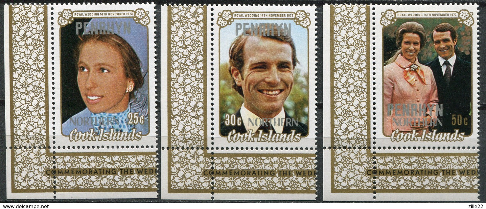 Penrhyn Mi# 41-3 Postfrisch/MNH - Princess Anne Wedding - Penrhyn