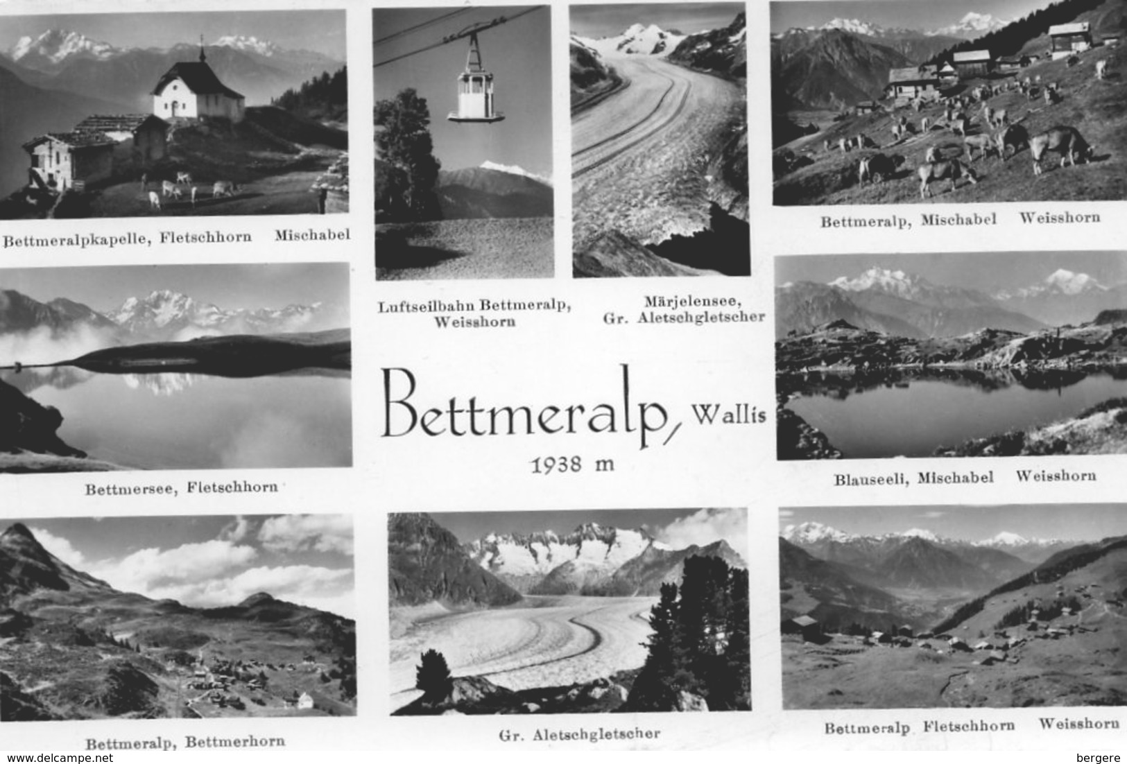 Suisse. CPSM. BETTMERALP, Wallis, Multi Vues, Minis Photos. 1964.  Scan Du Verso. - Bettmeralp